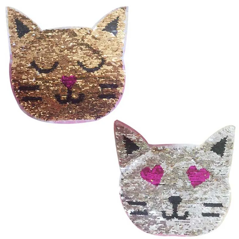 

1 Pc Cat Reversible Change Color Sequins Sew On Patches For Clothing DIY Patch Applique Bag Clothing Accessories