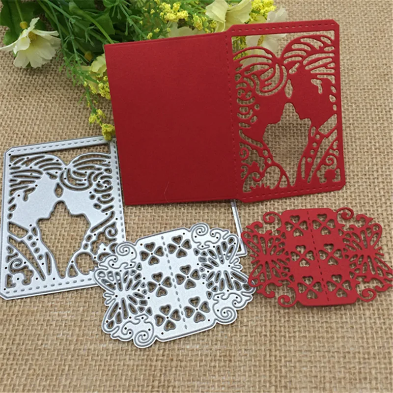 

2pcS wedding lover bride butterfly Metal Cutting Dies Stencil Scrapbooking Photo Album Card Paper Embossing Craft DIY