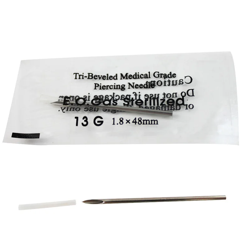 New 13 Gauge 100PCS Silver Piercing Needles Sterile Disposable Body