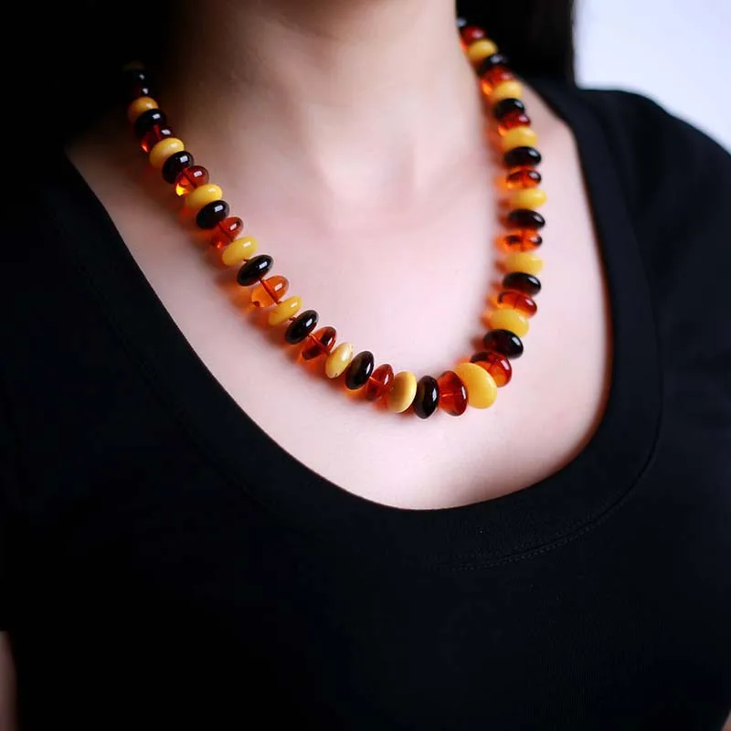 

100% natural amber necklace fake package back support identification