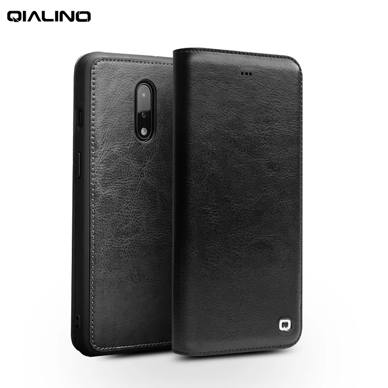QIALINO Fashion Genuine Leather Phone Cover for font b OnePlus b font font b 7 b