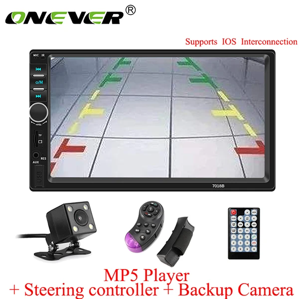Onever автомобильное радио " HD Авторадио Мультимедиа MP5 плеер сенсорный экран Аудио Bluetooth AUX USB TF FM камера Поддержка ios подключение - Цвет: control and camera