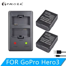 2 шт. gopro hero 3 Батарея 3,7 в AHDBT-301 hero 3 батарея + USB двойное зарядное устройство для gopro hero 3 + AHDBT302 аксессуары для камеры