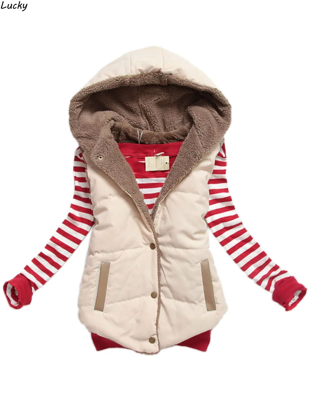 New Fashion Autumn Winter Vest Women Hooded Vest Slim Plus Velvet Vest