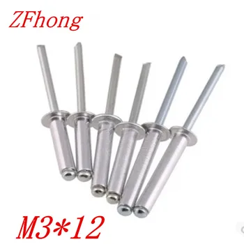 

1000PCS free shipping M3*12 m3 x 12 Domed round head pop rivets open end round head rivets decoration rivets metal fastners