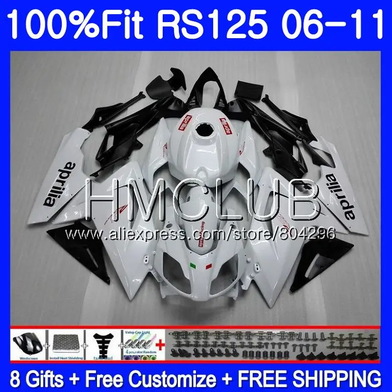Инъекция для Aprilia RS125 06 07 08 09 10 11 RS 125 119HM10 RSV125 RS4 жемчужно белый 2006 2007 2008 2009 2010 2011