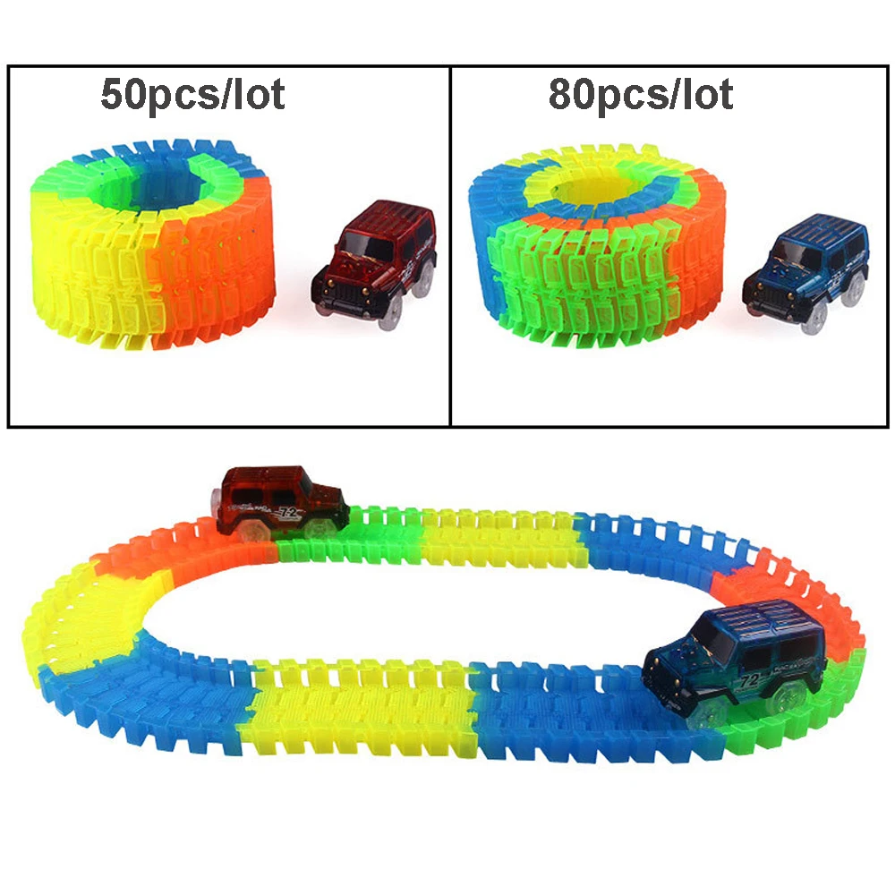 Большой размер волшебный светящийся гоночный трек Набор Гибкая вспышка в темноте железная дорога с светодиодный светильник автомобиль игрушки для детей