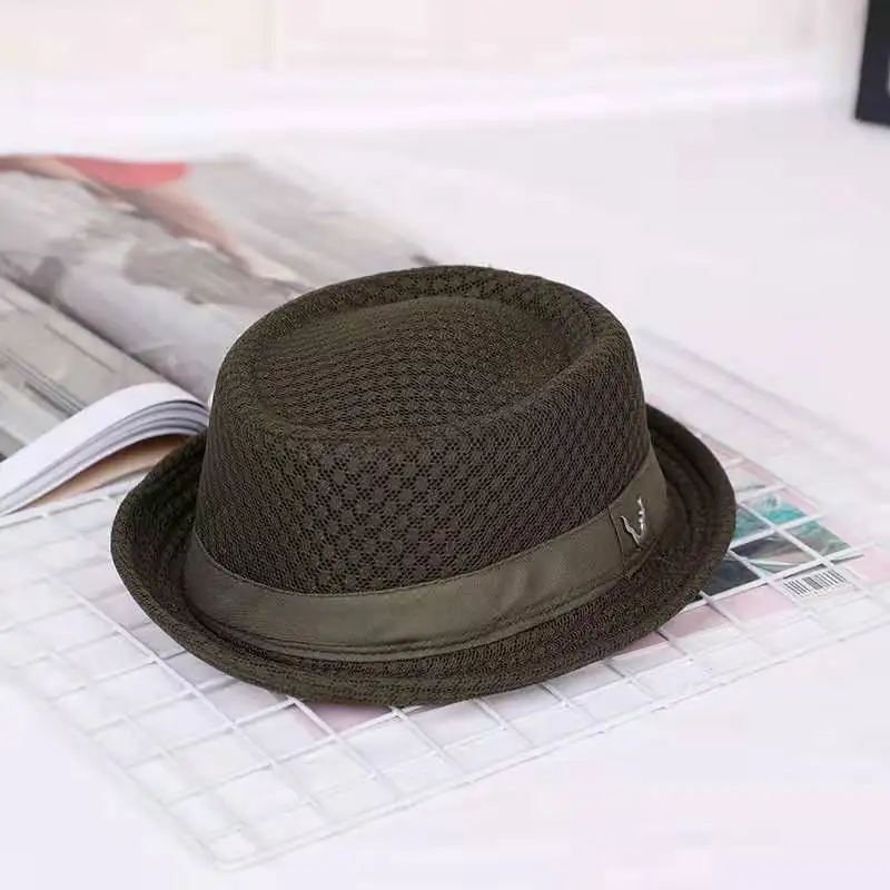 2022 England jazz hat breathable mesh flat hat  visor straw hat beach hat Retro cap Foldable cap sun hat casual Panama hat stetson fedora hats Fedoras