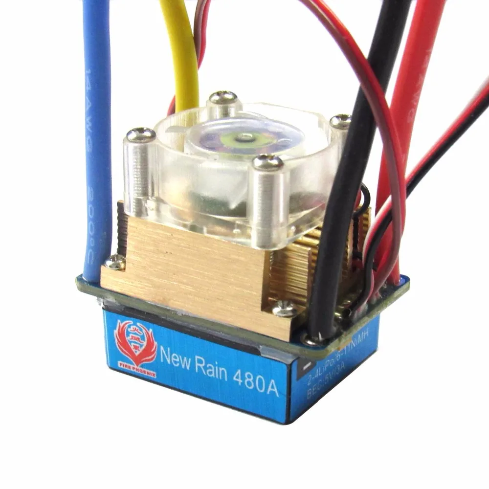 

New Rain 480A Brushed Speed Controller ESC 3 Modes Input 2-4S BEC 5V 3A for 1/10 HSP RC Car Buggy Rock Crawler