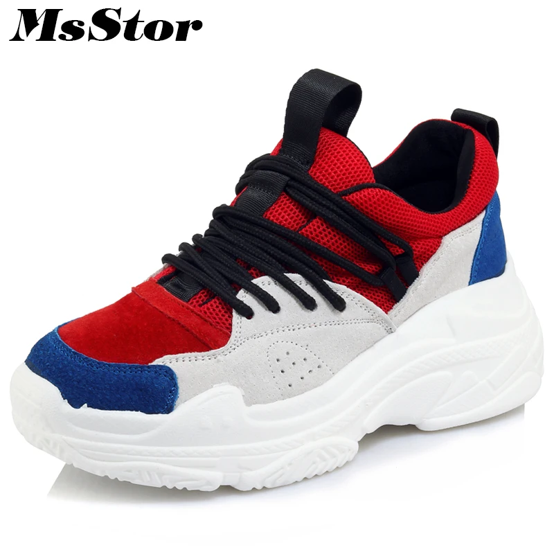 

MsStor Platform Lace Up Women Flats Fashion Mixed Colors Casual Women Flat Shoes Spring Cross tied Sneakers Women Flat Shoes