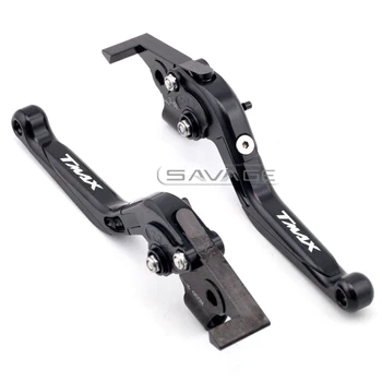 

For YAMAHA XP500 T-MAX XP530 T-MAX 2010-2016 Black Motorcycle Adjustable Folding Extendable Brake Clutch Lever logo TMAX