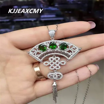 

KJJEAXCMY boutique jewelry, Natural gemstone female diopside pendant pendant jewelry wholesale S925 Sterling Silver