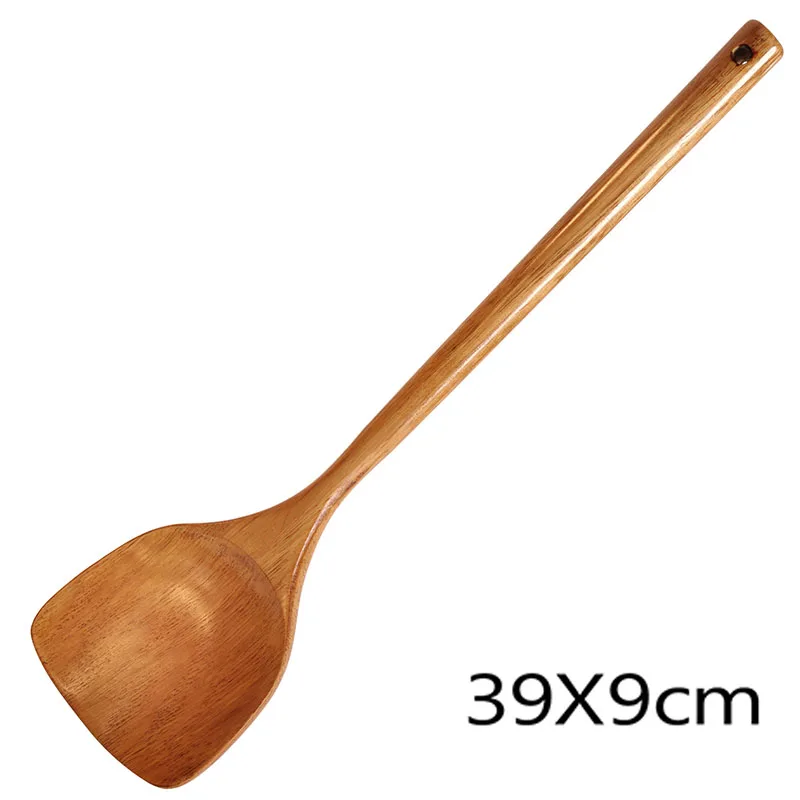 Высококачественная деревянная Лопата шпатель вок ручной работы ложка антипригарная кухонная лопатка с отверстием