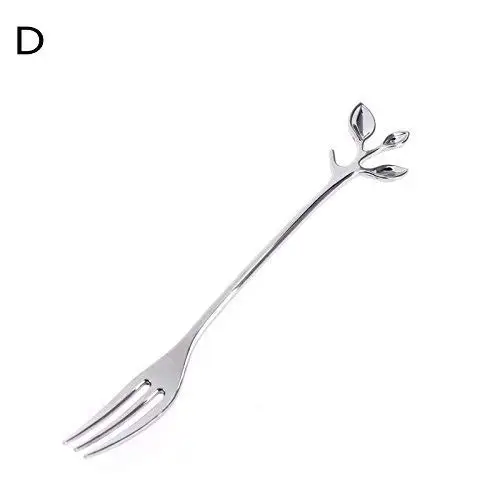 스테인레스 스틸 포크, 빈티지 로얄 리프 핸들 디저트 애피타이저 비스트로 케이크 과일 포크, 파티 호의 실버, 10 개
