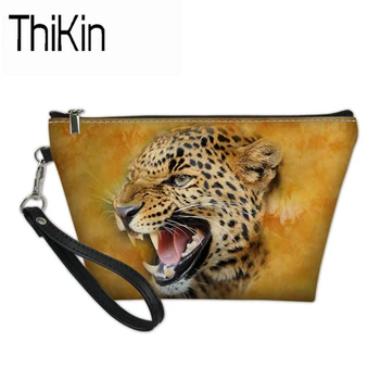 

THIKIN Cosmetic Bag for Women Make Up Bags 3D Lion Leopard Travel Organizer Teen Girls Makeup Case Cosmetics Bag Vanity Case