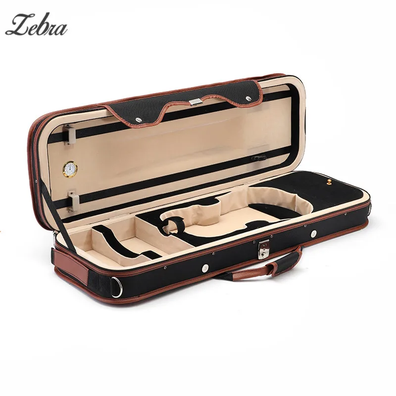 

Zebra 4/4 Portable Violion Box Case with Humidity table Straps locks Waterproof Comfortable Stringed Instruments Accessories