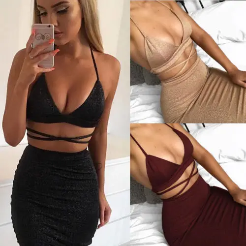 Fashion-Women-Bandage-Bodycon-Sleeveless-Club-Evening-Party-Short-Mini-Dress-AU