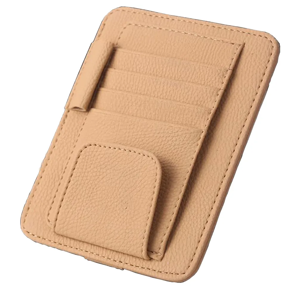

Universal Car Stowing Tidying Auto Sun Visor Glasses Sunglasses Pen Card Ticket Clip Holder Multiuse Suit Leather Car Roof #YL1