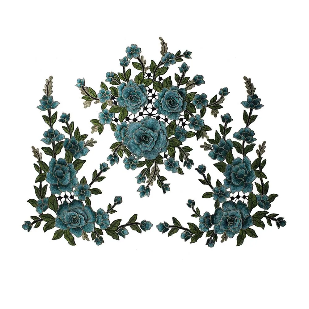5set-3D-Green-Gold-Flower-Embroidery-Lace-Applique-Fabric-Patches-Cord-Scrapbooking-Clothes-Decorated-Sewing-Accessories