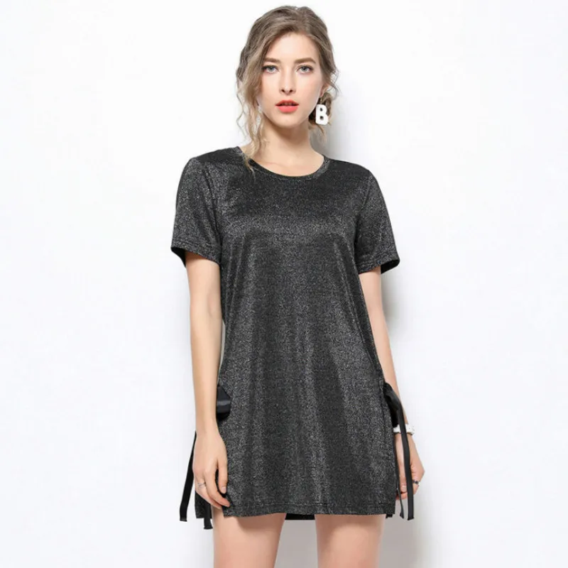 

La MaxPa Summer T shirt For Women New Arrivals Hot Sale Fashion Sequin Oversized Instagram Sexy Black Shinee Clothing