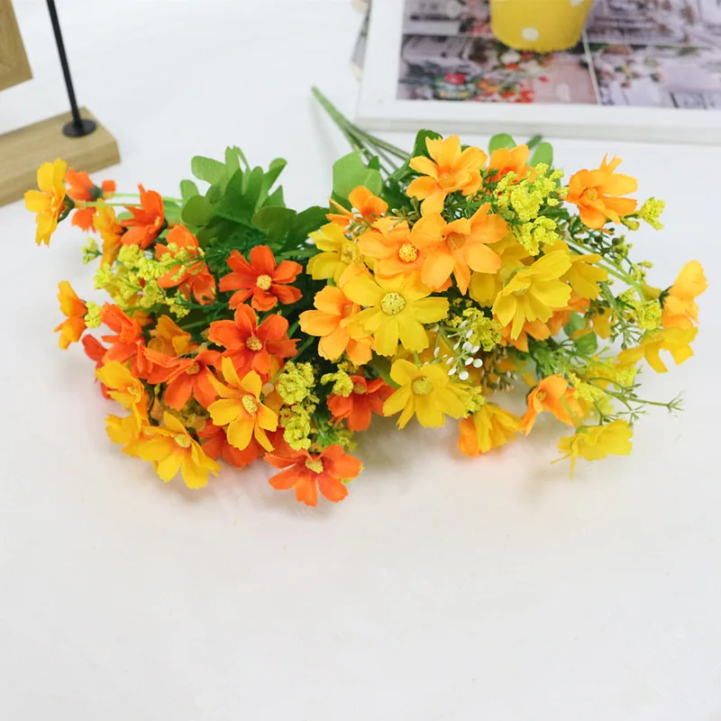 Flone Mini Artificial Daisy Silk Flower Simulation Persian Chrysanthemum Flowers Bouquet Wedding Home Office Party Decor Floral (6)