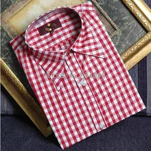 Хлопок красно-белые клетчатые рубашки, сделанный на заказ Узкий покрой, клетчатые мужские рубашки, мужские повседневные рубашки на заказ