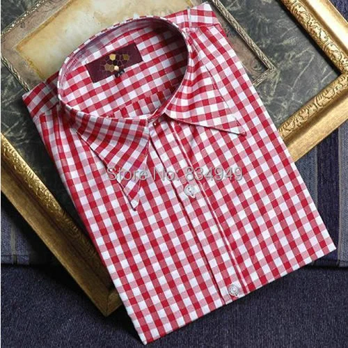 red and white checkered men's dress shirt