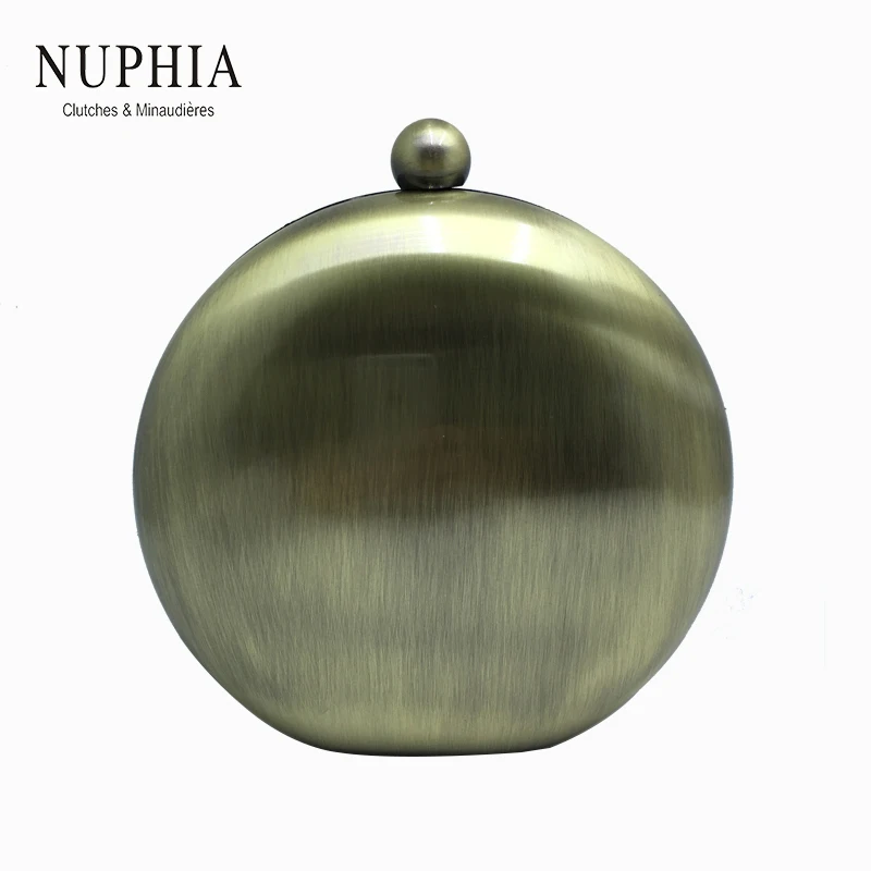 

NUPHIA Round Ball Shape Metal Box Clutches and Evening Bags for Party Prom Bronze Silver Black Gold