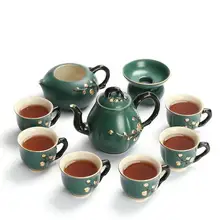 Весь набор в японском стиле кунг-фу Чайные сервизы весенний сезон ручной росписью золотом заварочный чайник; чай подарок украшения дома гостиная