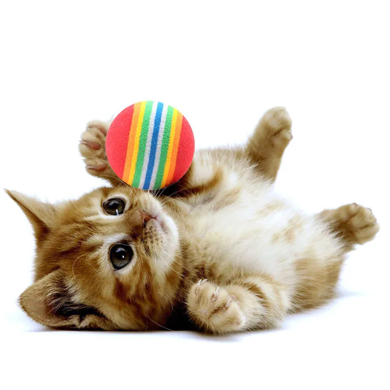 Hot 10 Pcs/lot Pet Popular Lovely Rainbow Ball Dog Cat Toys 35mm/42mm