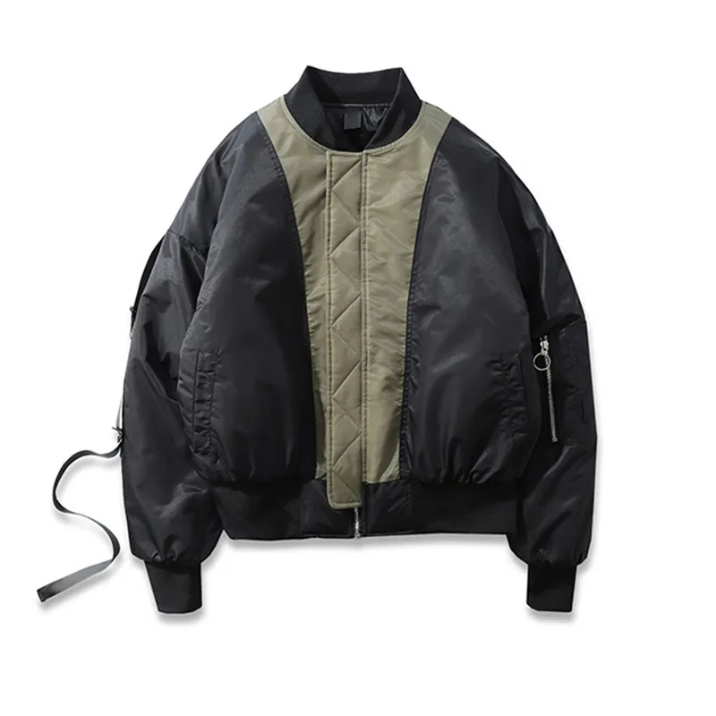 

MORUANCLE Men's Hi Street Bomber Jacket Cotton Lined Warm Varsity Baseball Jackets And Coats Letterman Outerwear Patchwork