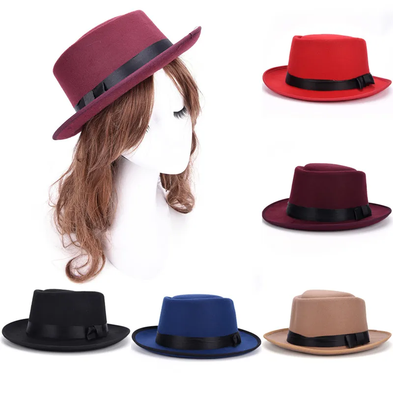 1 шт., Женская шерстяная шляпа из Трилби, кепка, элегантная, Осень-зима, кепка, винтажная, для леди, фетровые шапки для церковных женщин