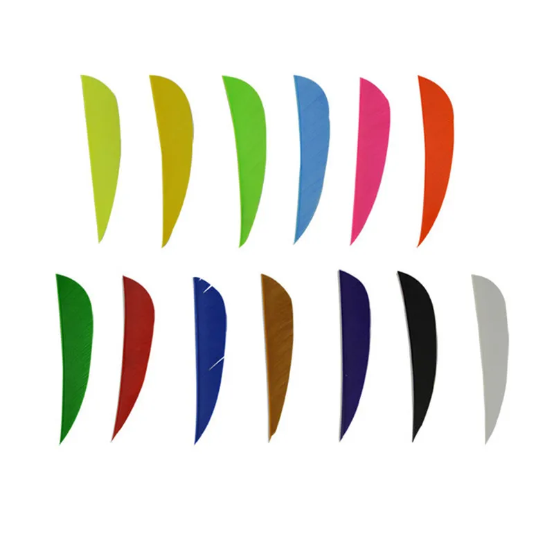 Billig 50 stücke 3 Zoll Wasser Tropfen Befiederung Pfeil Federn 13 Farbe Türkei Federn Flügel Für Pfeil DIY Werkzeuge Schießen Zubehör