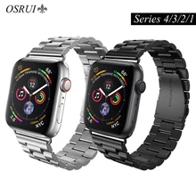 OSRUI stainless steel strap For Apple watch 4 band 44mm 40mm correa aplle 42mm 38mm iwatch series 3/2/1 link bracelet wrist belt crested original genuine strap for apple watch 4 band 44mm 40mm iwatch series 3 2 1 42mm 38mm stainless steel link bracelet belt