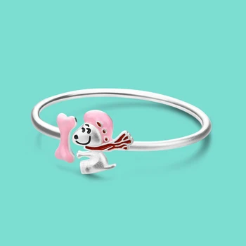 

100% 925 Sterling Silver Bracelet Pink Puppy Design Bracelet Baby/ Child Jewelry Solid Silver Bangle Birthday Gift Free Shipping
