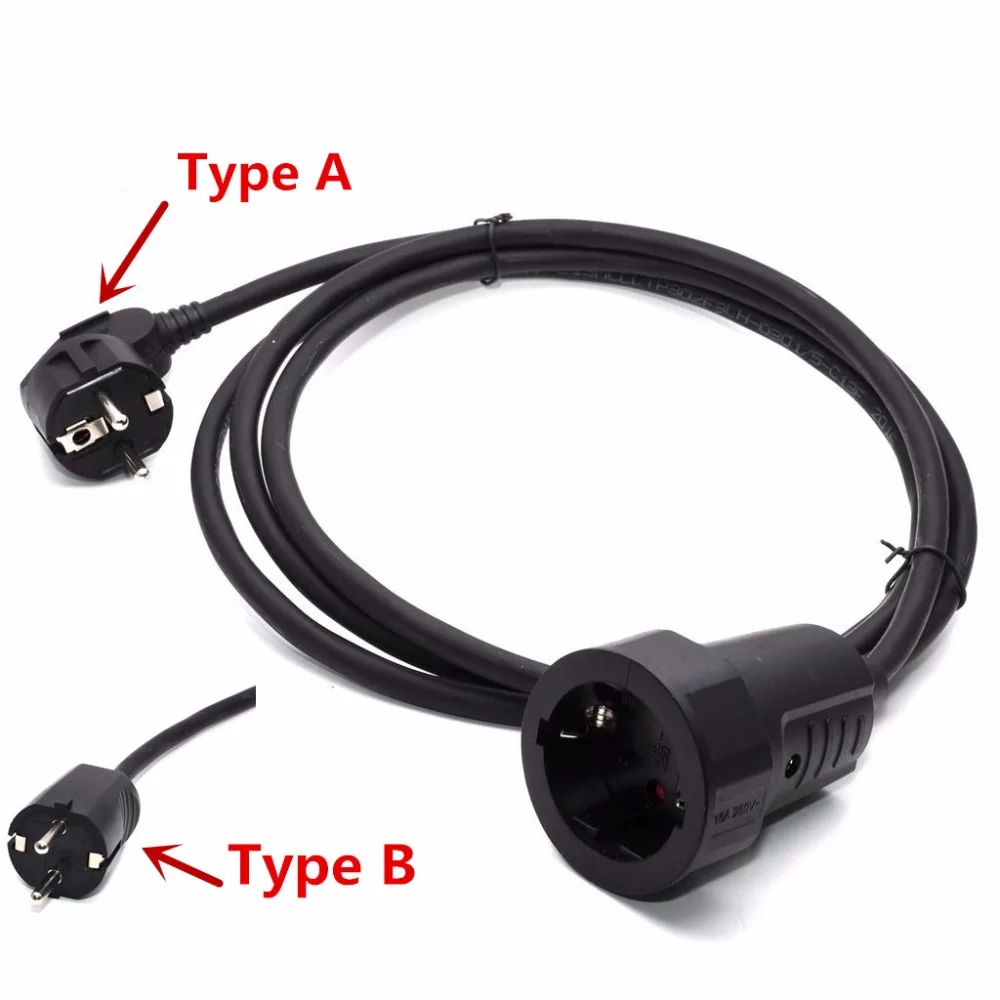 

250V 16A European/German standard socket and plug power line 3*1.5 MM/1 Meters Cable Extension cord