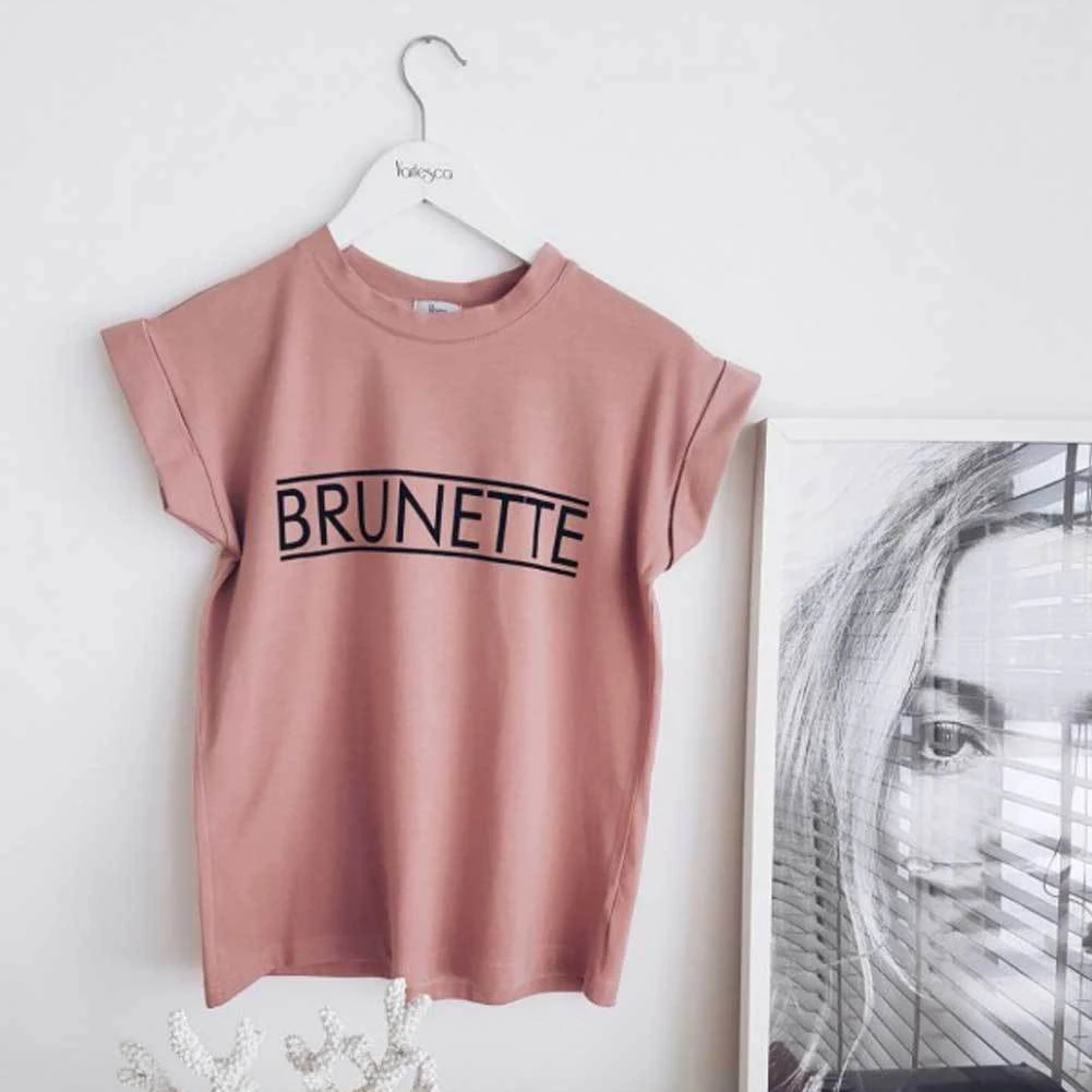 Модная Женская Базовая футболка с коротким рукавом, Летние повседневные топы, женские хипстерские Топы tumblr harajuku, брендовая блузка dames kleding - Цвет: BRUNETTE PINK