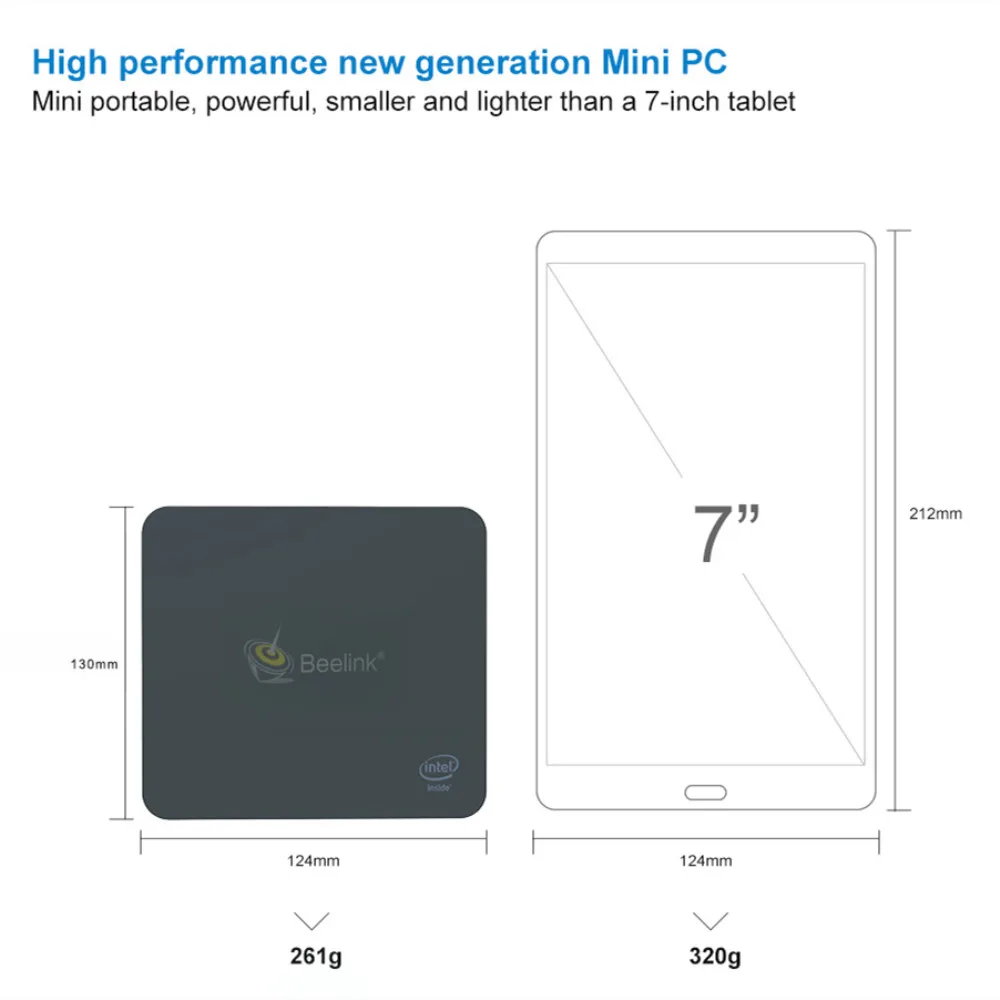 Beelink U55 Мини ПК Intel Core i3-5005U четырехъядерный Intel HD Graphic 5500 8 Гб ram 2,4G/5,8G WiFi 1000 Мбит/с BT USB3.0 телеприставка