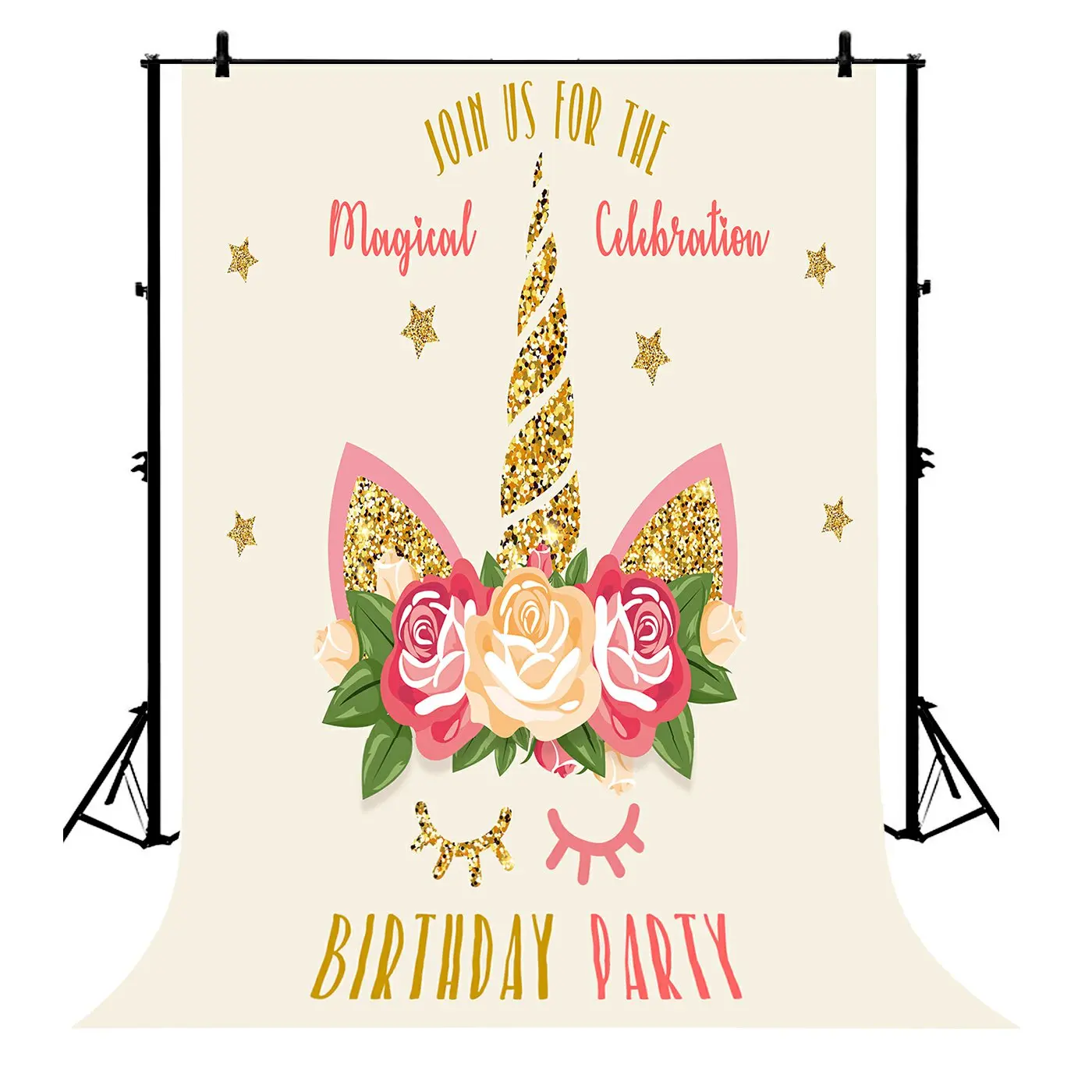 

5x7ft Flowers Cartoon Unicorn Birthday Party Decorations Polyester Photo Background Portrait Backdrop