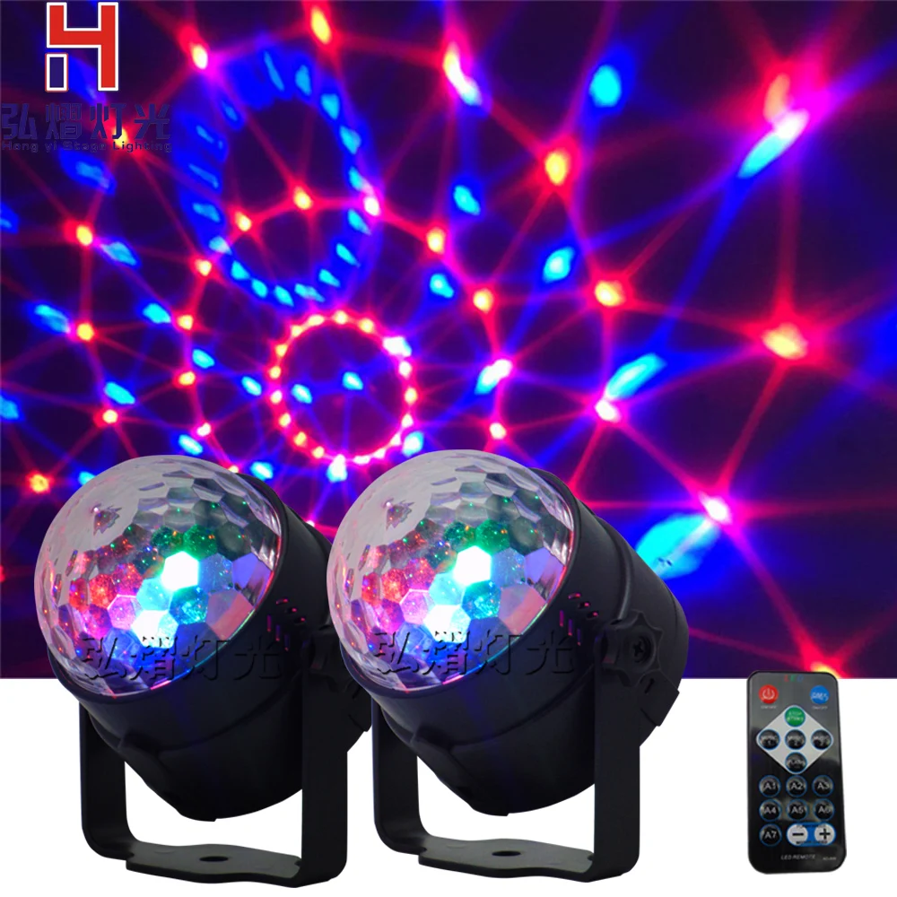 

(2psc/lot)Mini RGB LED Crystal Magic Ball Stage Effect Lighting Bulb Sound Activated Projector Party Disco Club DJ Light Show