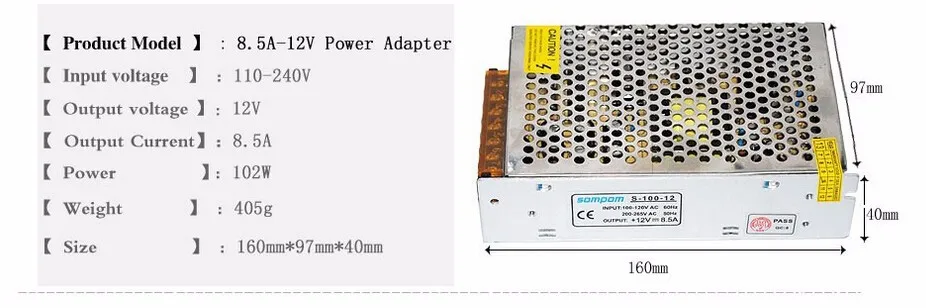 DC 12V 1A 2A 5A 8.5A 10A 15A 20A 30A переключатель питания адаптер трансформатор AC 110 V-240 V К DC12V для светодиодной ленты свет светодиодный лента