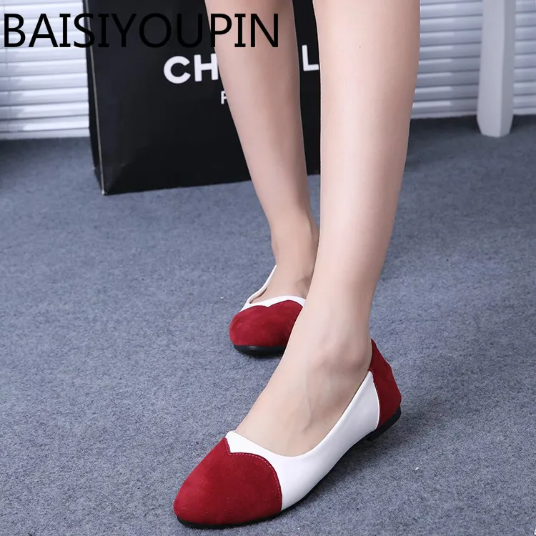 

2018 New Tide Shallow Sweet Bean Shoes Single Shoe Women's Shoes Round Head Flat Shoes for Mother Spell Color Soft Flats Shoes