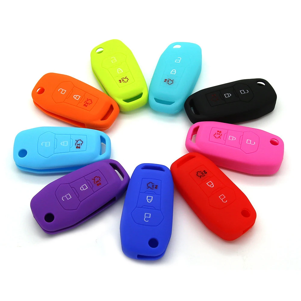

For Ford Mondeo Fusion EVEREST Ecosport Ranger Escap 3 Buttons Silicone Car Key Case Cover Auto Key Protective Shell Accessories