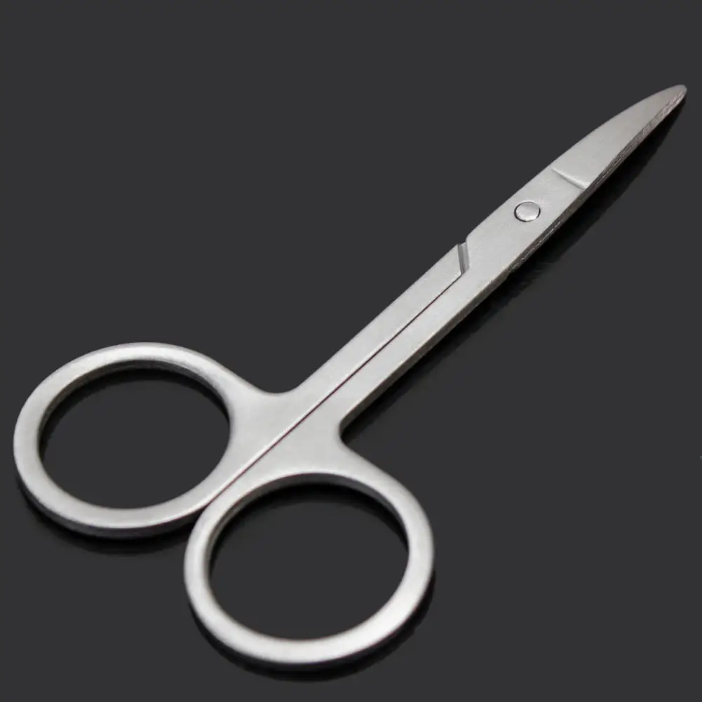 New Stainless Steel Facial Eyebrow Nose Hair Curved Tip Makeup Trimming