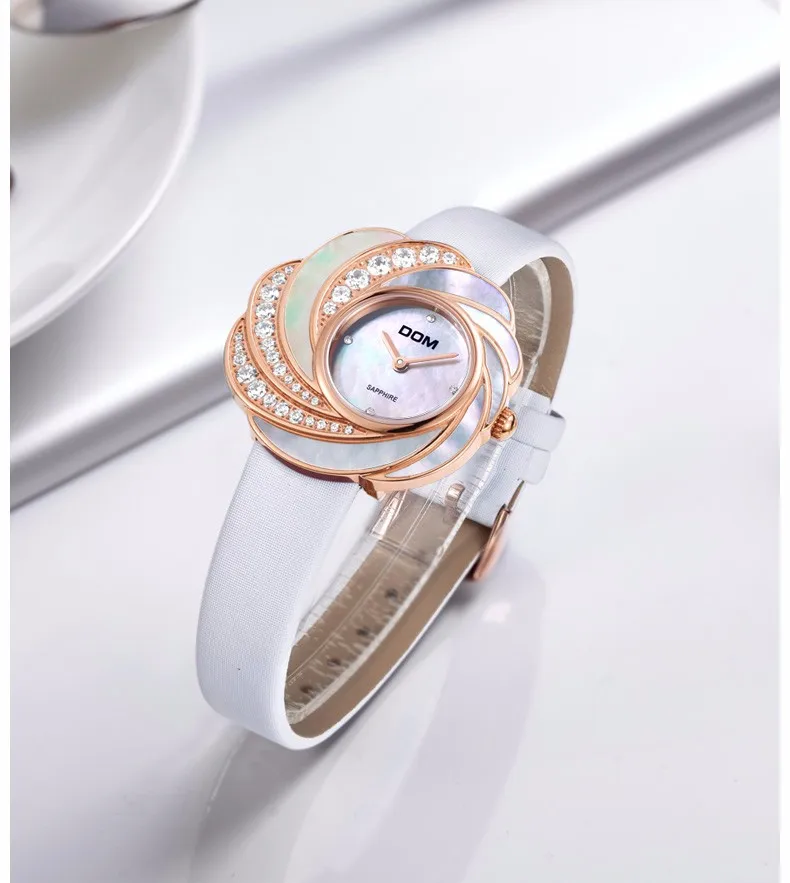 Бренд DOM Роскошные женские кварцевые часы модные женские нарядные наручные часы женские Роскошные Кварцевые часы с кожаным ремешком часы G-655