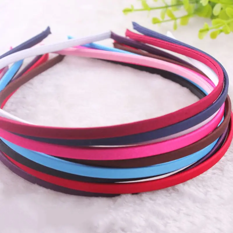 

10 Color Korean Minimalist 5MM Cloth Covered Headband Women Girl Solid Color Metal Alloy Hair Hoop Thicken DIY Styling Headpiece