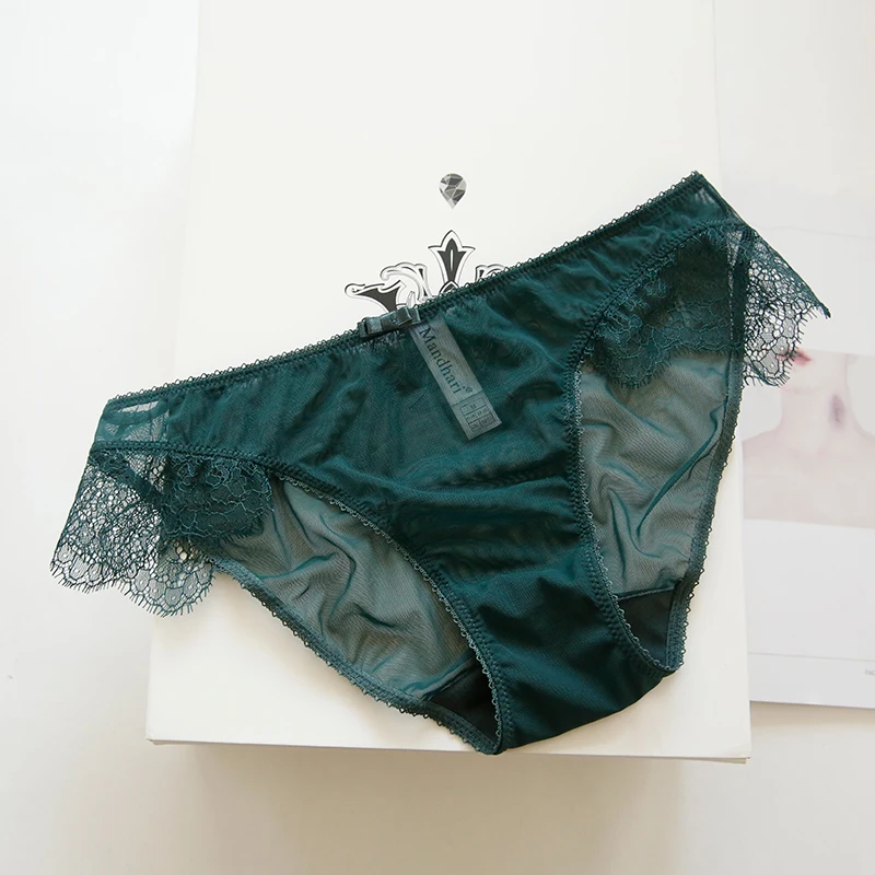 Europe Romantic sexy Half Cup Cotton Bra Set Vintage Eyelash Lace Transparent Underwear For Women
