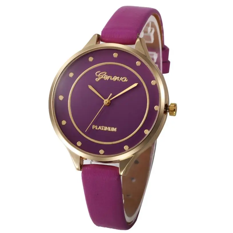 

2018 New Fashion Watch Leather Band Quartz Watches Casual Luxury Simple Big Dial Round Shape Business LED Wristwatch for ladies