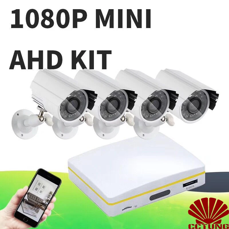 Super Mini 4ch AHD Digital Video Recorder DVR with 4pcs of  720P AHD Cameras & 15m Cables kit with free iCloud & APP Monitor_6