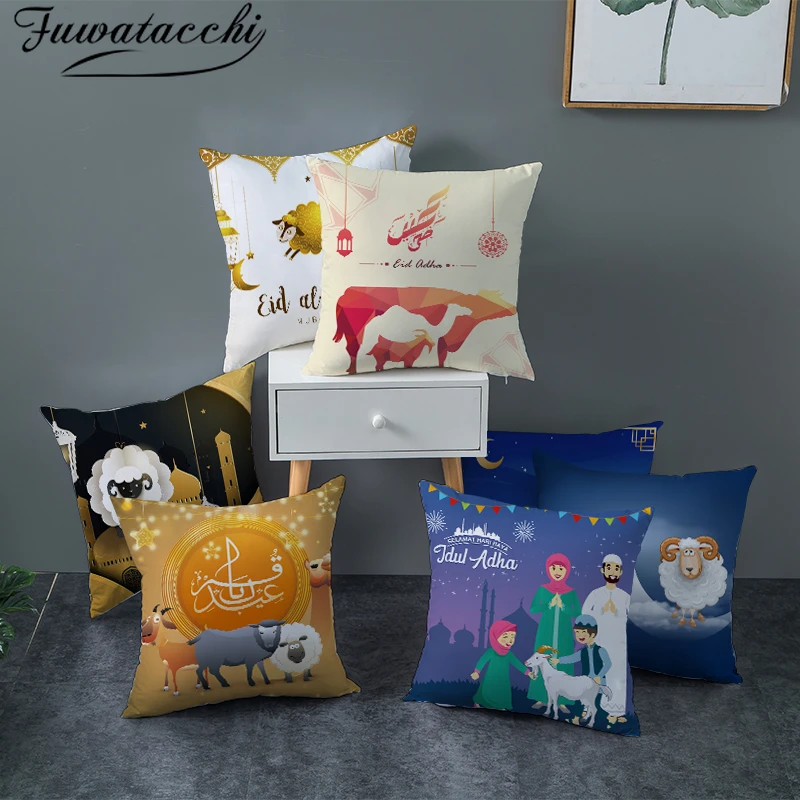 

Fuwatacchi Cushion Cover Cartoon Printed for Sofa Pillow Cases Decoration Home Chair Throw Pillow Covers Polyester 45cmX45cm